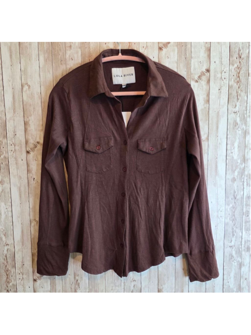 LOLA RIVER Brown Button Down Shirt Size M